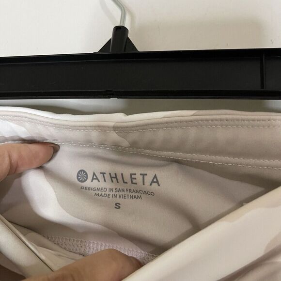 ATHLETA salutation ivory tan camo combo cropped leggings side zip pockets Small - Picture 6 of 6